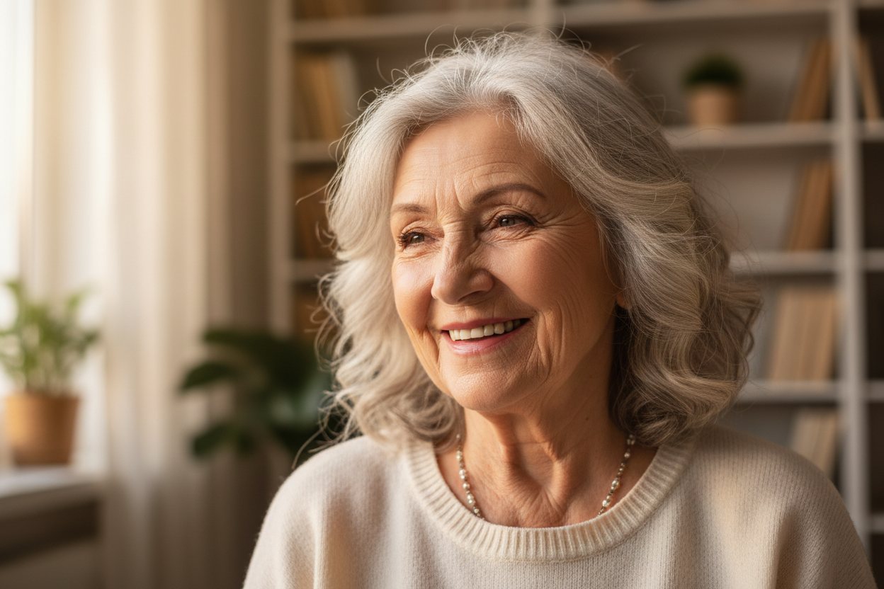 happy elder woman